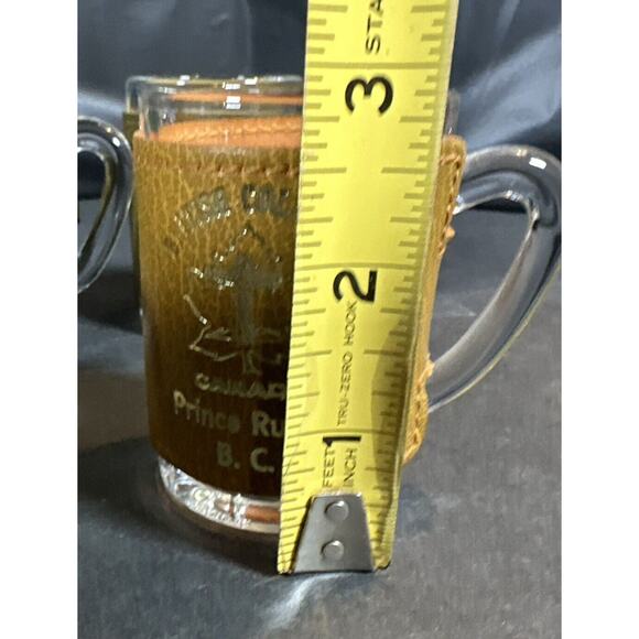 Leather Wrapped Mug Souvenir Shot Glasses - Toothpick Holder - Canada Set Of 4 - Picture 11 of 12